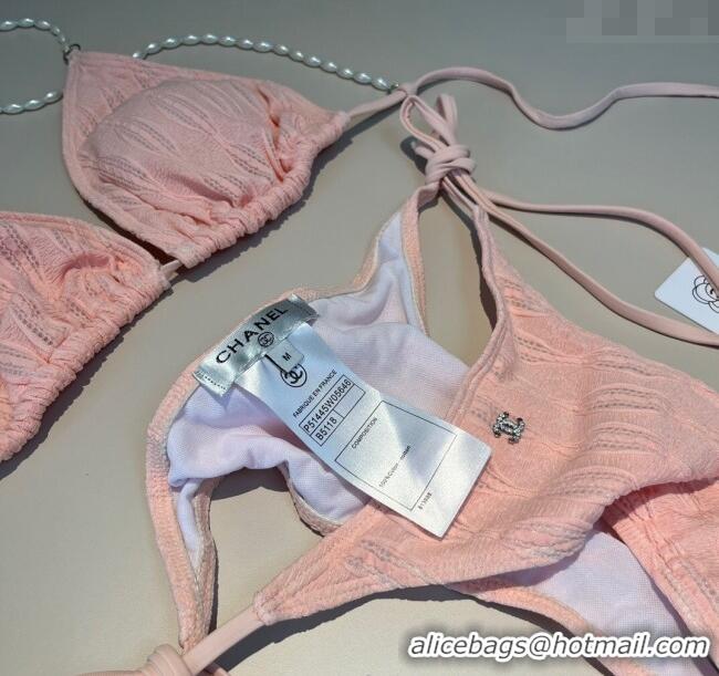 Buy Discount Chanel Two-Pieces Swimwear with Pearls 3001 Light Pink 2025