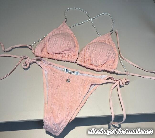 Buy Discount Chanel Two-Pieces Swimwear with Pearls 3001 Light Pink 2025