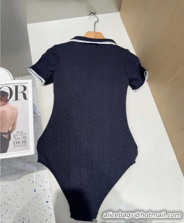 Good Product Chanel Knit One-Piece Swimwear 0313 Dark Blue 2025