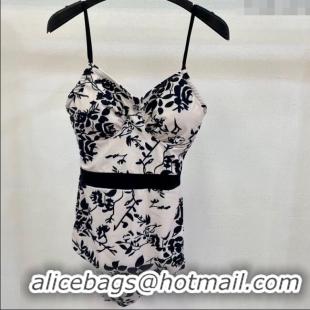 Luxury Cheap Chanel Printed One-Piece Swimwear 0313 White/Black 2025