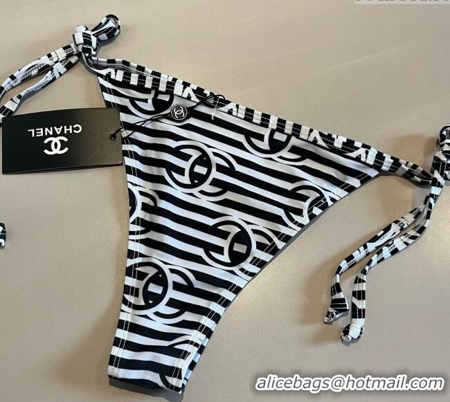 Top Quality Chanel Two-Pieces Swimwear with Stripes 0313 White/Black 2025