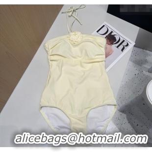 Good Looking Chanel One-Piece Swimwear with Camellia 0313 Yellow 2025