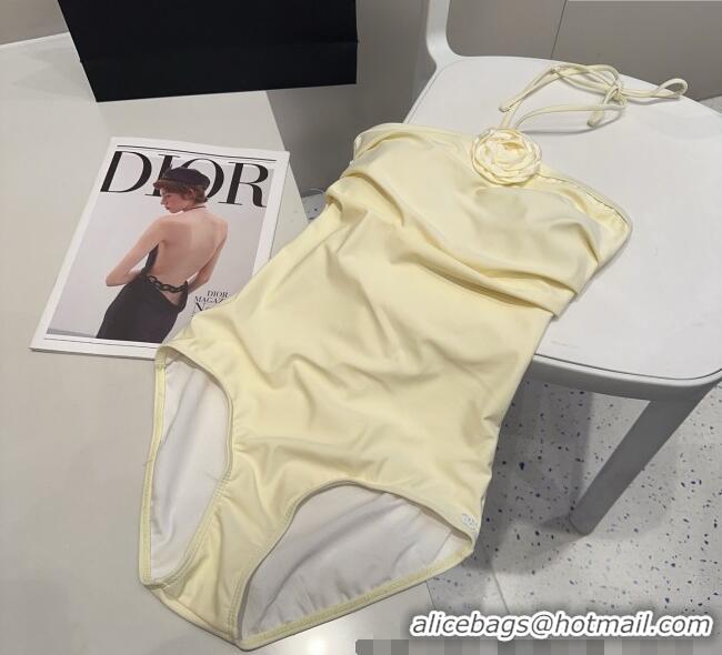 Good Looking Chanel One-Piece Swimwear with Camellia 0313 Yellow 2025