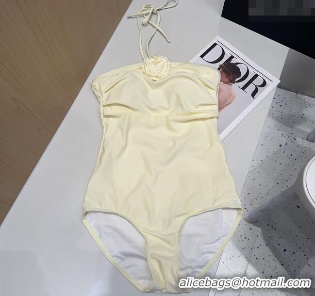 Good Looking Chanel One-Piece Swimwear with Camellia 0313 Yellow 2025