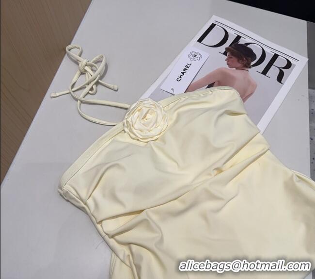 Good Looking Chanel One-Piece Swimwear with Camellia 0313 Yellow 2025