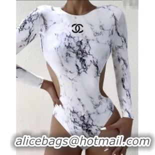 ​Good Taste Chanel Long Sleeve One-Piece Swimwear 0313 White 2025