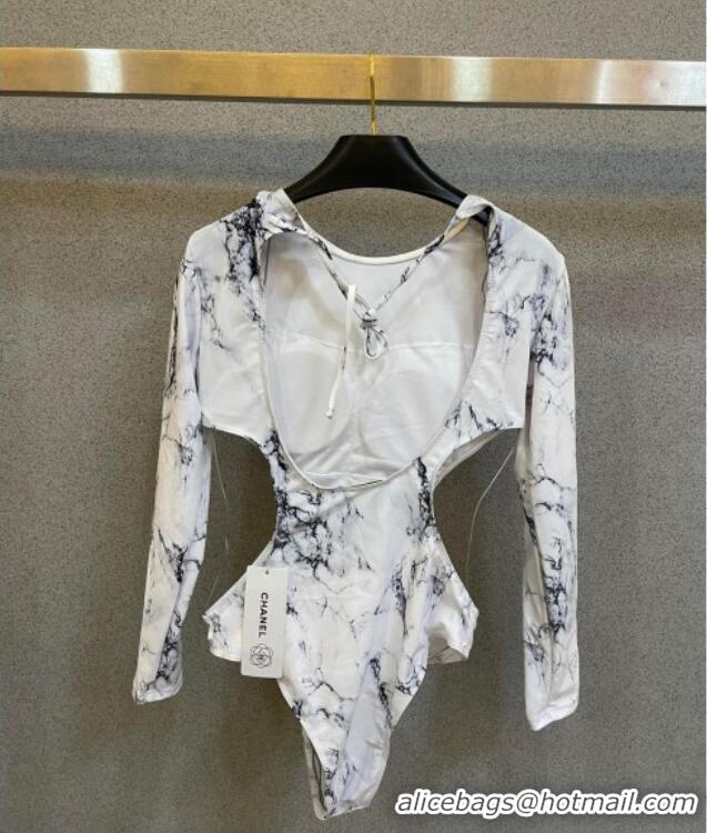 ​Good Taste Chanel Long Sleeve One-Piece Swimwear 0313 White 2025