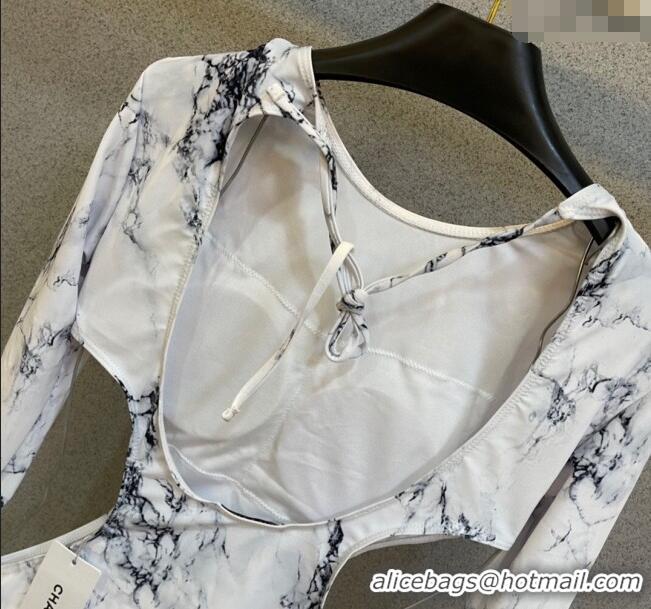 ​Good Taste Chanel Long Sleeve One-Piece Swimwear 0313 White 2025