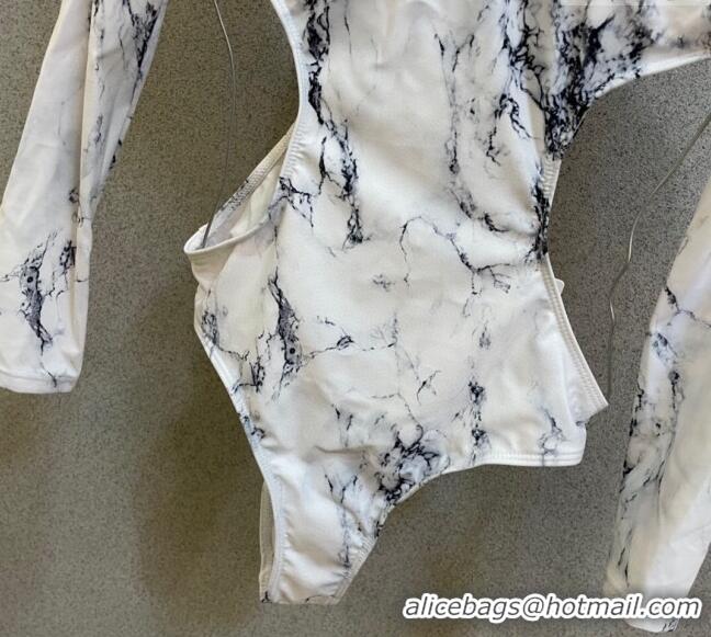 ​Good Taste Chanel Long Sleeve One-Piece Swimwear 0313 White 2025