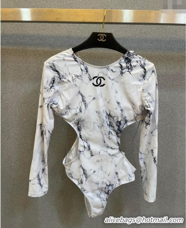 ​Good Taste Chanel Long Sleeve One-Piece Swimwear 0313 White 2025