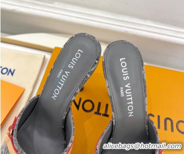 Stylish Louis Vuitton 6AM Heel Slides Sandal 10cm in Monogram Denim Grey 2025 1ADIGZ 0422012