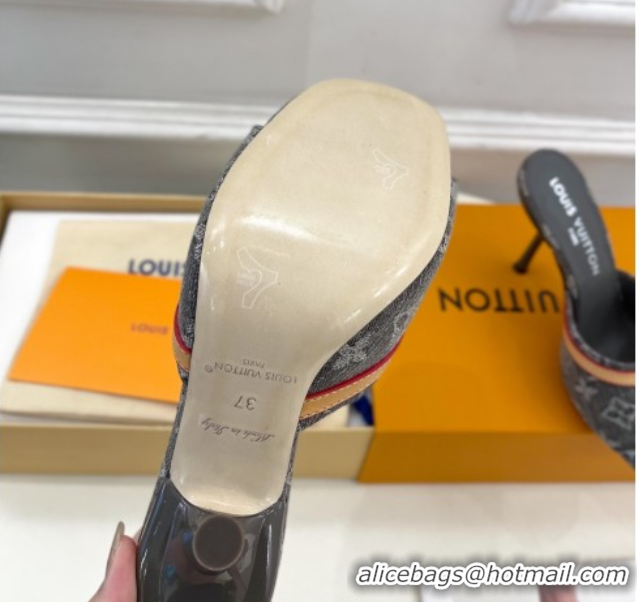 Stylish Louis Vuitton 6AM Heel Slides Sandal 10cm in Monogram Denim Grey 2025 1ADIGZ 0422012