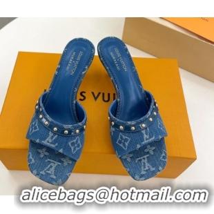 Perfect Louis Vuitton 6AM Heel Slides Sandal 5.5cm in Monogram Denim Blue 0422014