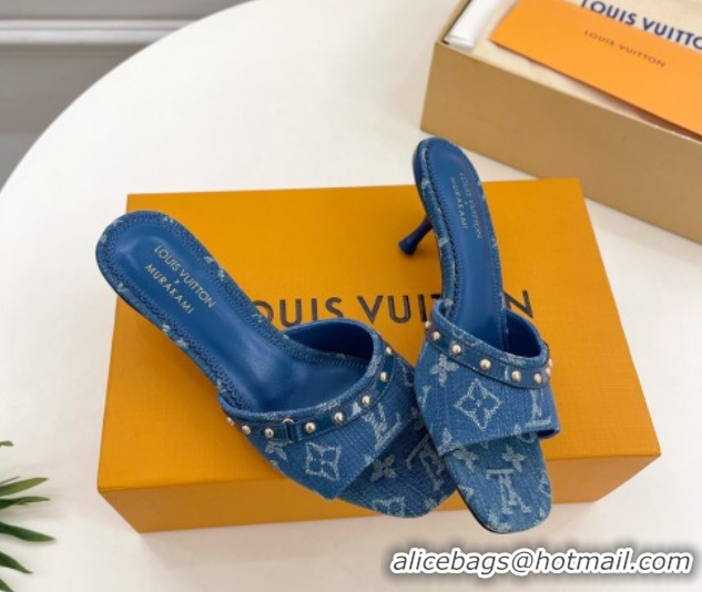 Perfect Louis Vuitton 6AM Heel Slides Sandal 5.5cm in Monogram Denim Blue 0422014