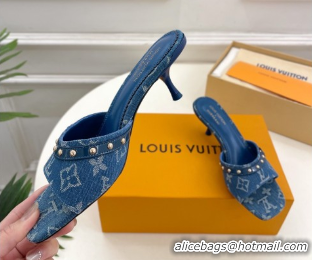Perfect Louis Vuitton 6AM Heel Slides Sandal 5.5cm in Monogram Denim Blue 0422014