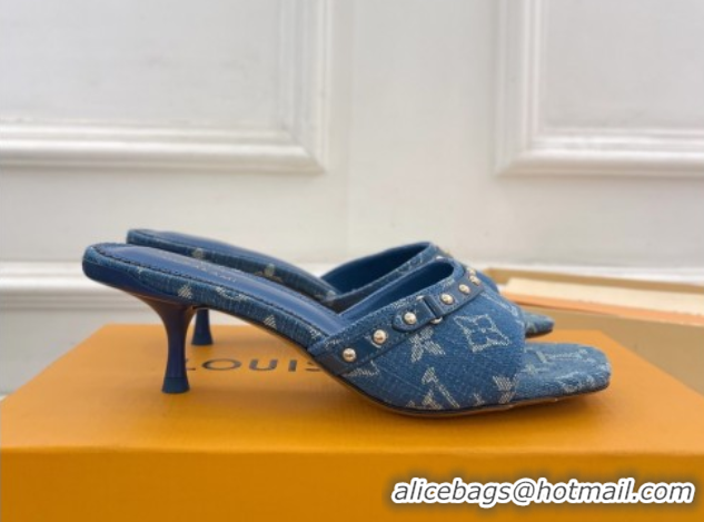 Perfect Louis Vuitton 6AM Heel Slides Sandal 5.5cm in Monogram Denim Blue 0422014