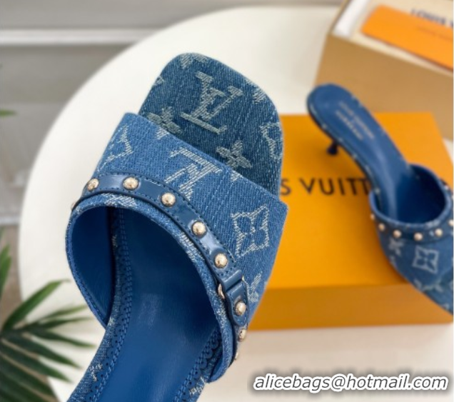 Perfect Louis Vuitton 6AM Heel Slides Sandal 5.5cm in Monogram Denim Blue 0422014