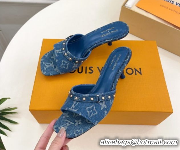 Perfect Louis Vuitton 6AM Heel Slides Sandal 5.5cm in Monogram Denim Blue 0422014