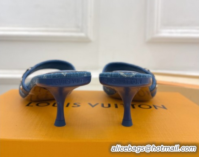Perfect Louis Vuitton 6AM Heel Slides Sandal 5.5cm in Monogram Denim Blue 0422014