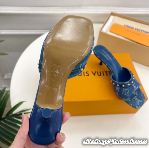 Perfect Louis Vuitton 6AM Heel Slides Sandal 5.5cm in Monogram Denim Blue 0422014