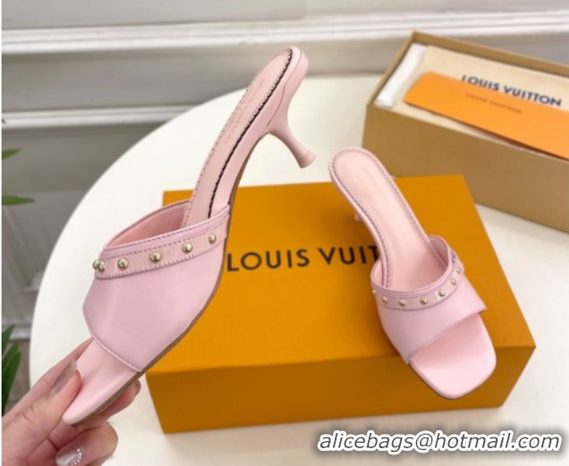 Good Quality Louis Vuitton 6AM Heel Slides Sandal 5.5cm in Calf Leather Pink 0422015