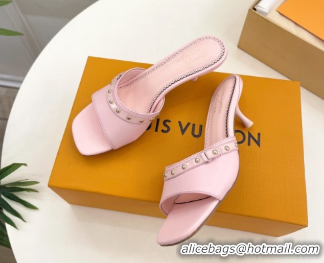 Good Quality Louis Vuitton 6AM Heel Slides Sandal 5.5cm in Calf Leather Pink 0422015