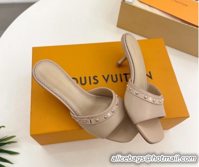 Grade Quality Louis Vuitton 6AM Heel Slides Sandal 5.5cm in Calf Leather Beige 0422016