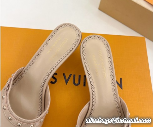 Grade Quality Louis Vuitton 6AM Heel Slides Sandal 5.5cm in Calf Leather Beige 0422016