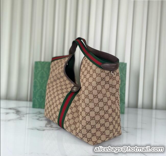 Top Grade Gucci Giglio Large Tote Bag in Beige and GG Canvas 853971 Dark Brown 2025