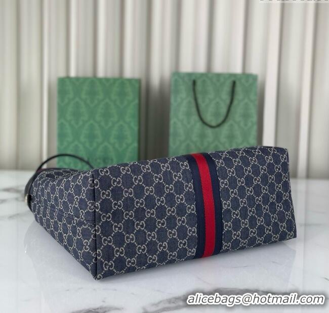 Best Product Gucci Giglio Large Tote Bag in GG Denim 853971 Blue/White 2025