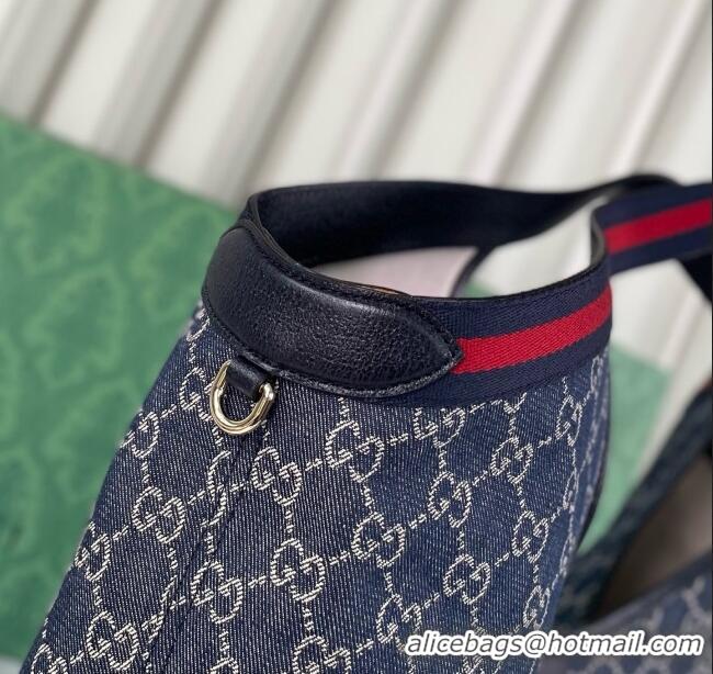 Best Product Gucci Giglio Large Tote Bag in GG Denim 853971 Blue/White 2025