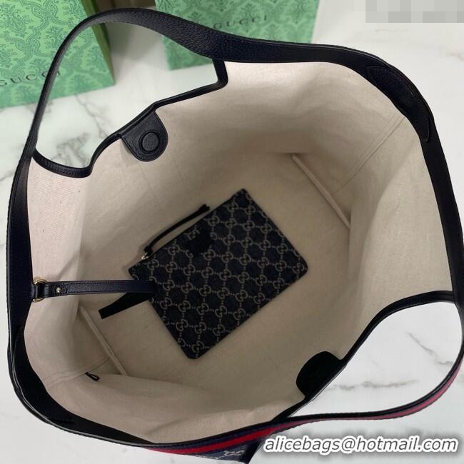 Best Product Gucci Giglio Large Tote Bag in GG Denim 853971 Blue/White 2025