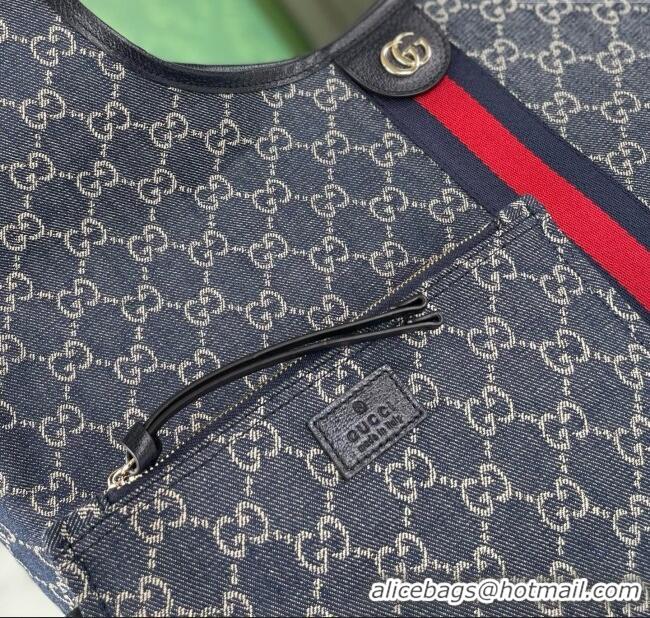 Best Product Gucci Giglio Large Tote Bag in GG Denim 853971 Blue/White 2025