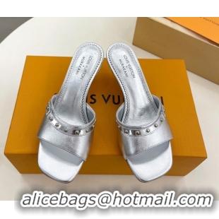 Generous Louis Vuitton 6AM Heel Slides Sandal 5.5cm in Calf Leather Silver 0422017