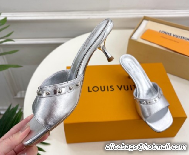 Generous Louis Vuitton 6AM Heel Slides Sandal 5.5cm in Calf Leather Silver 0422017