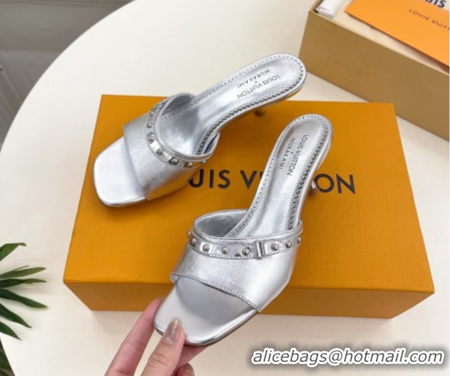 Generous Louis Vuitton 6AM Heel Slides Sandal 5.5cm in Calf Leather Silver 0422017