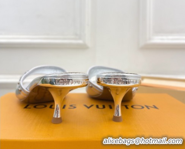 Generous Louis Vuitton 6AM Heel Slides Sandal 5.5cm in Calf Leather Silver 0422017