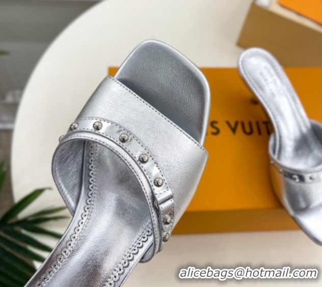 Generous Louis Vuitton 6AM Heel Slides Sandal 5.5cm in Calf Leather Silver 0422017