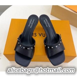 Luxurious Louis Vuitton 6AM Heel Slides Sandal 5.5cm in Calf Leather Black 0422018