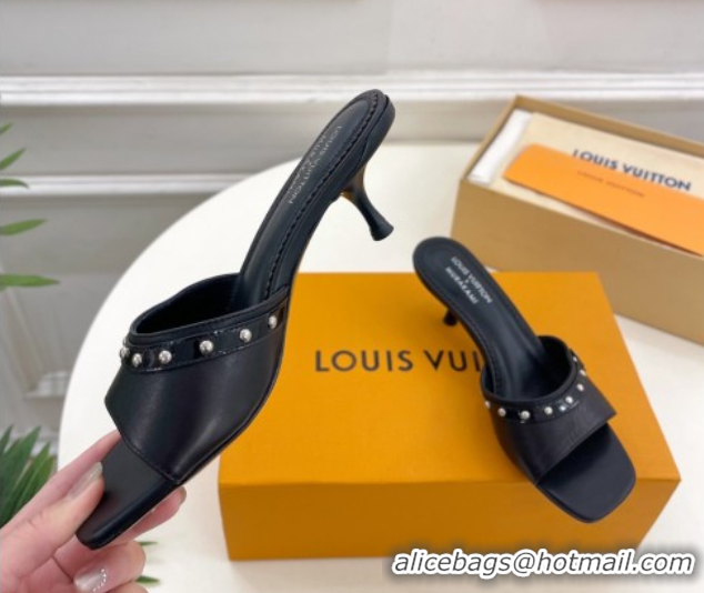 Luxurious Louis Vuitton 6AM Heel Slides Sandal 5.5cm in Calf Leather Black 0422018