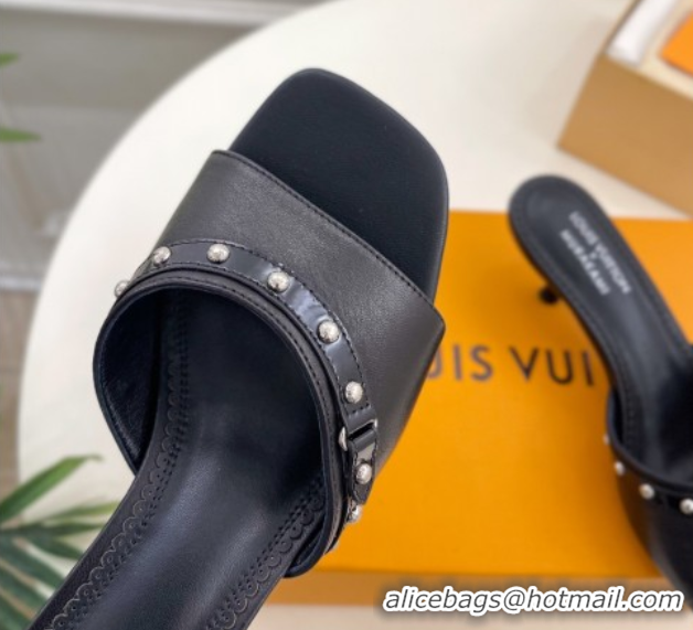 Luxurious Louis Vuitton 6AM Heel Slides Sandal 5.5cm in Calf Leather Black 0422018