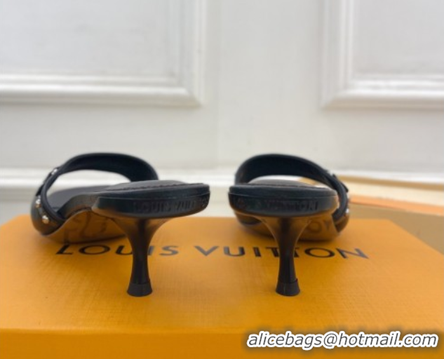 Luxurious Louis Vuitton 6AM Heel Slides Sandal 5.5cm in Calf Leather Black 0422018