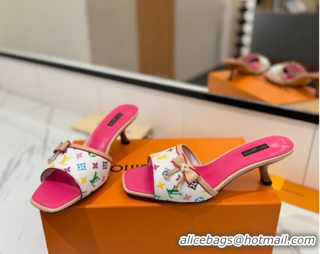 Best Price Louis Vuitton Heel Slides Sandal 5cm in Monogram Canvas White/Multicolor 2025 LV042201 0422019