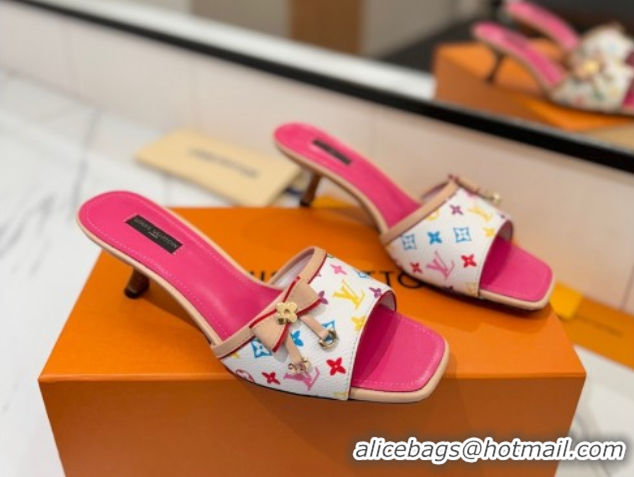 Best Price Louis Vuitton Heel Slides Sandal 5cm in Monogram Canvas White/Multicolor 2025 LV042201 0422019