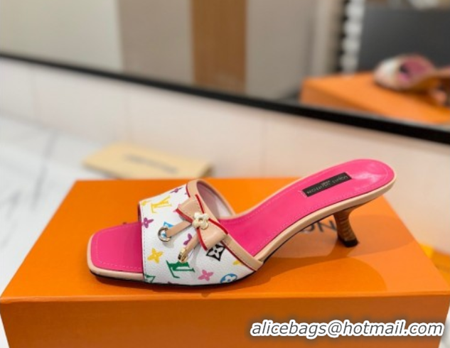 Best Price Louis Vuitton Heel Slides Sandal 5cm in Monogram Canvas White/Multicolor 2025 LV042201 0422019