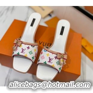 Pretty Style Louis Vuitton Heel Slides Sandal 5cm in Monogram Canvas White2 2025 LV042201 0422020