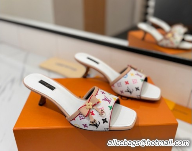 Pretty Style Louis Vuitton Heel Slides Sandal 5cm in Monogram Canvas White2 2025 LV042201 0422020