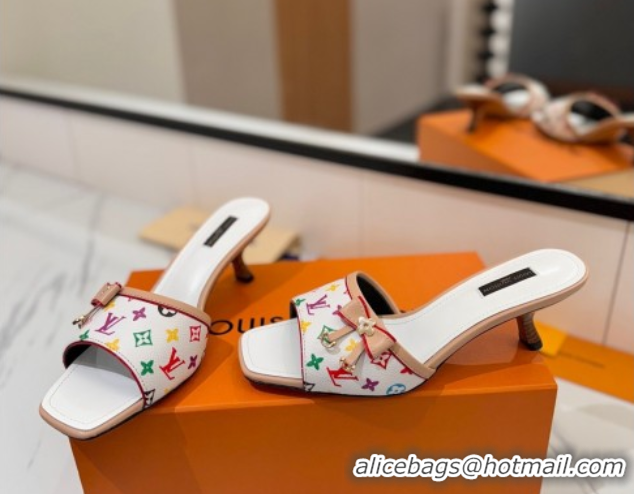 Pretty Style Louis Vuitton Heel Slides Sandal 5cm in Monogram Canvas White2 2025 LV042201 0422020