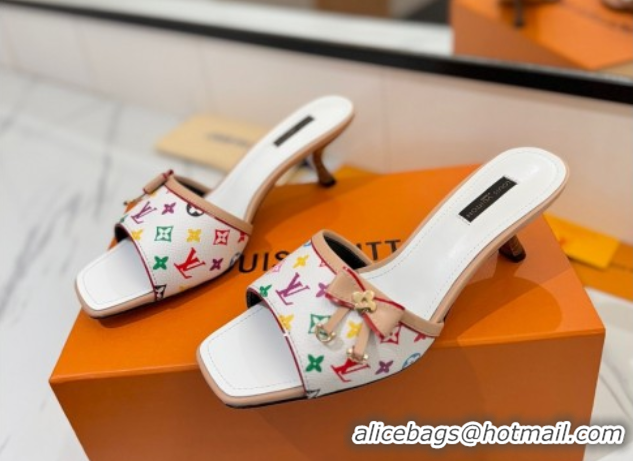 Pretty Style Louis Vuitton Heel Slides Sandal 5cm in Monogram Canvas White2 2025 LV042201 0422020