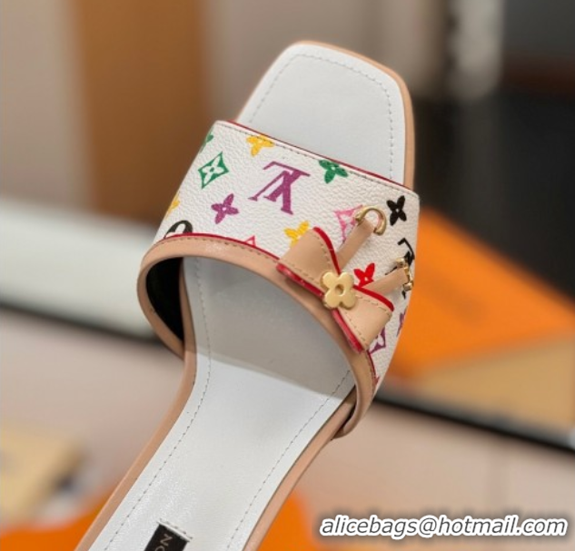 Pretty Style Louis Vuitton Heel Slides Sandal 5cm in Monogram Canvas White2 2025 LV042201 0422020